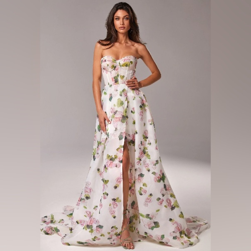 Milla Apple Blossom Strapless maxi dress with front slit